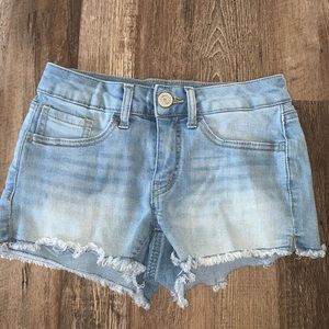 light blue denim shorts